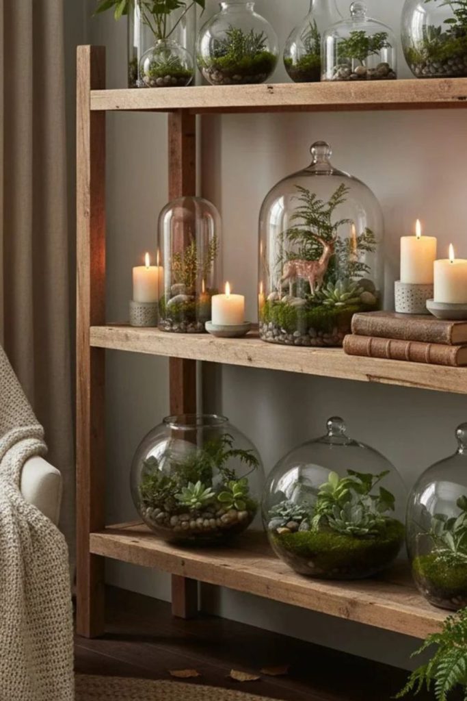Stair style glass terrarium plant display