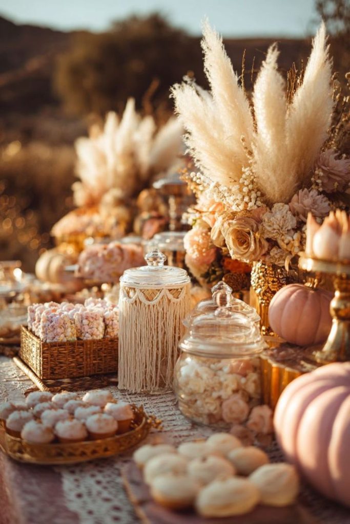 Rotating pumpkin festive dessert carousel table