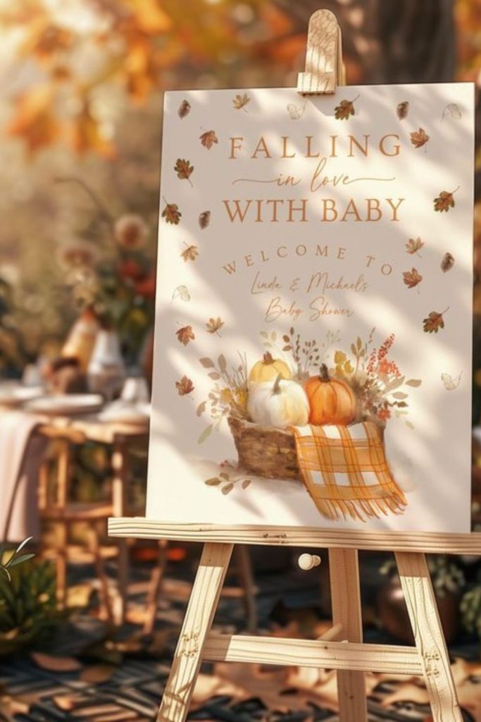 Warm autumn baby shower harvest glow ambience
