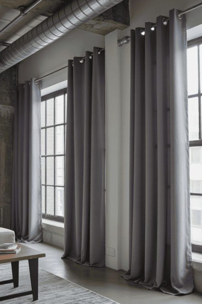 Dark graphite curtains industrial modern edge