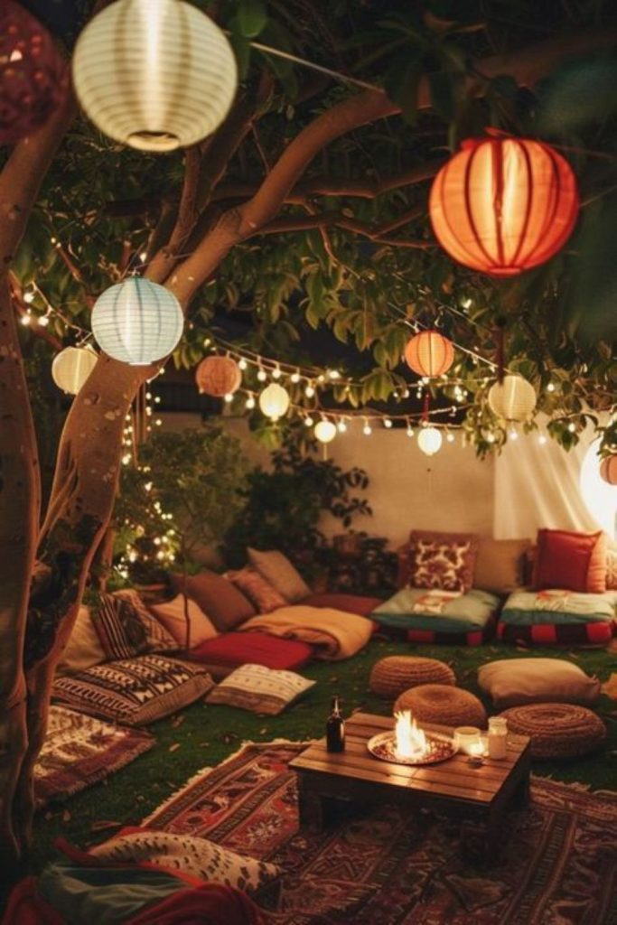 Moonlit warm golden harvest evening vibe