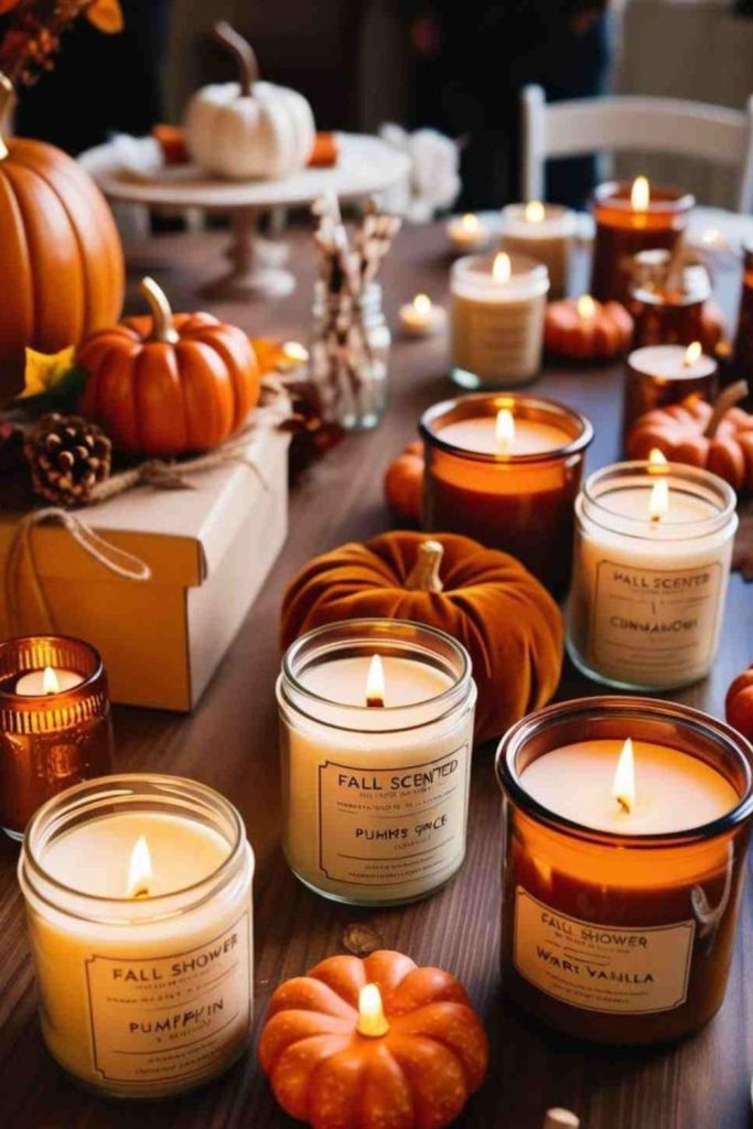 Candlelit pumpkin soft glowing arrangement