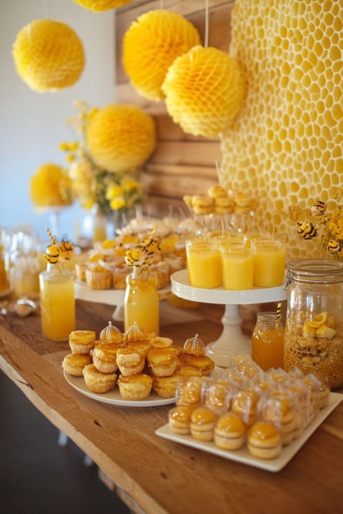 Warm golden nature inspired celebration décor