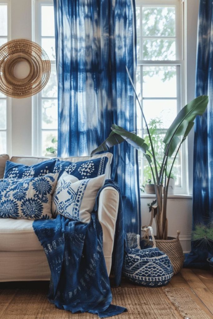 Indigo drapes artistic painterly expression