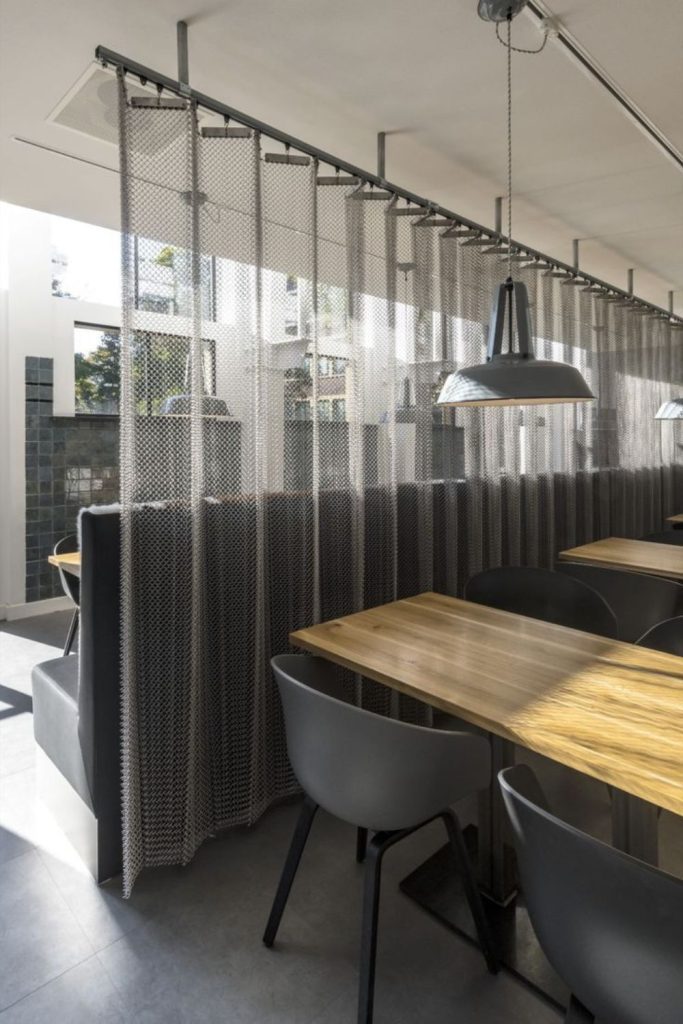 Mesh curtains industrial urban aesthetic style