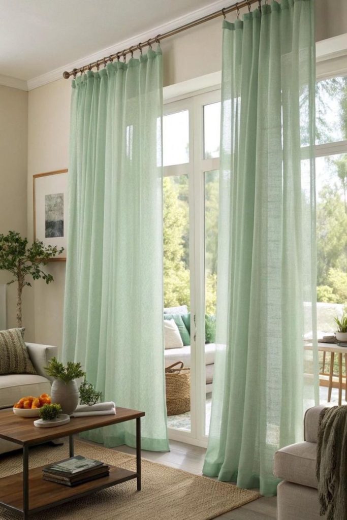 Jade green curtains peaceful elegant tone