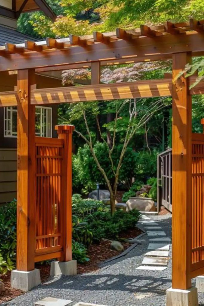 Traditional torii inspired Japanese entrance gate