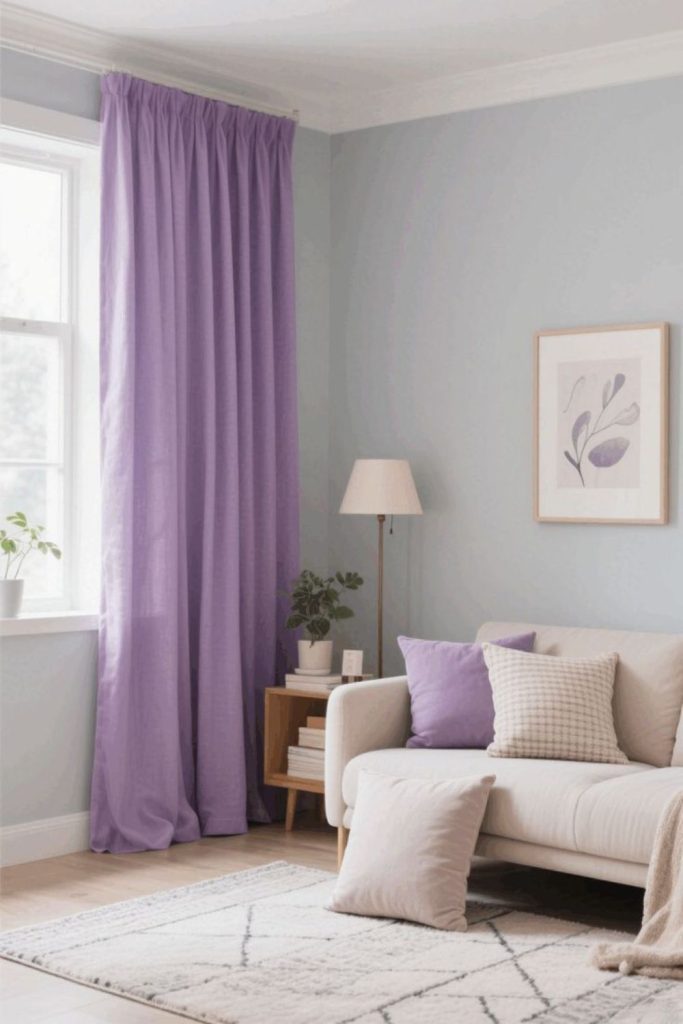 Lavender curtains dreamy pastel softness