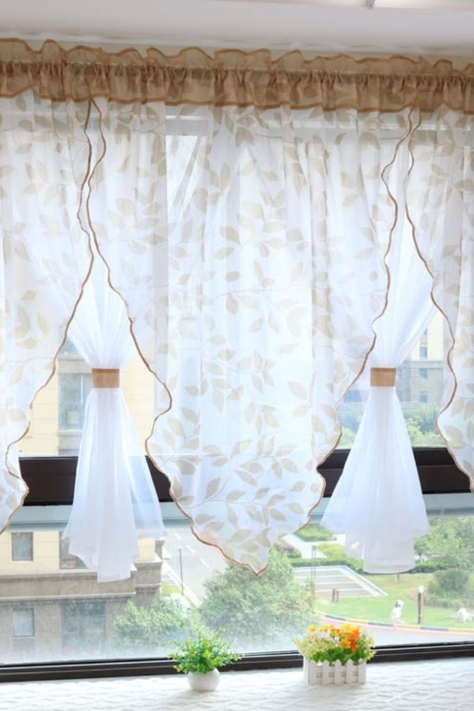 Layered sheer kitchen curtains soft light effect