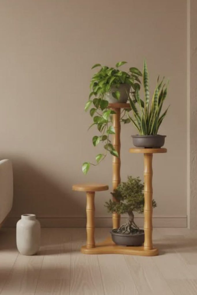Retro peg leg minimalist plant stand