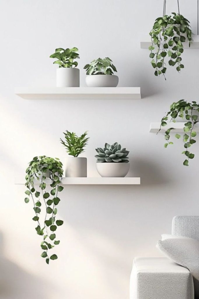 Natural stone minimalist plant shelf ledge
