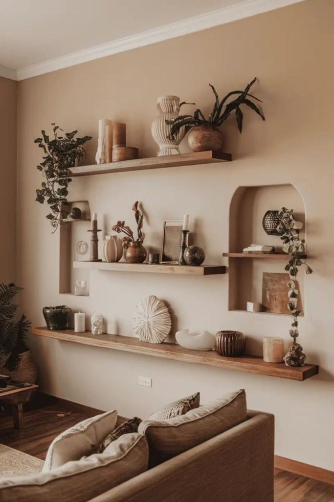 Mixed material contemporary gallery shelf.