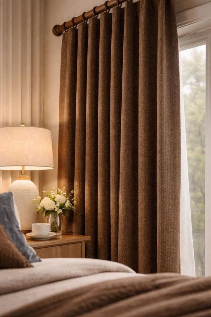 Thermal mocha curtains warm cozy feel