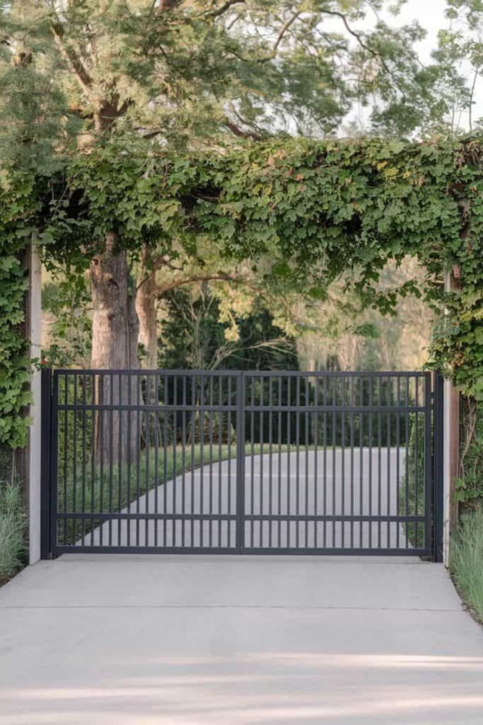 Sleek steel modern countryside farm gate