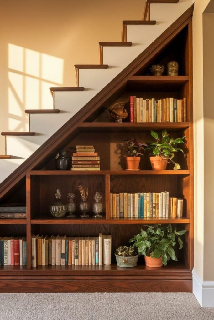 Staircase style multi level shelf.