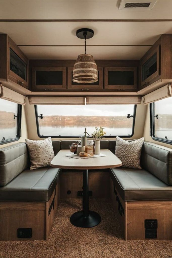 Eclectic nomad camper with travel treasures.