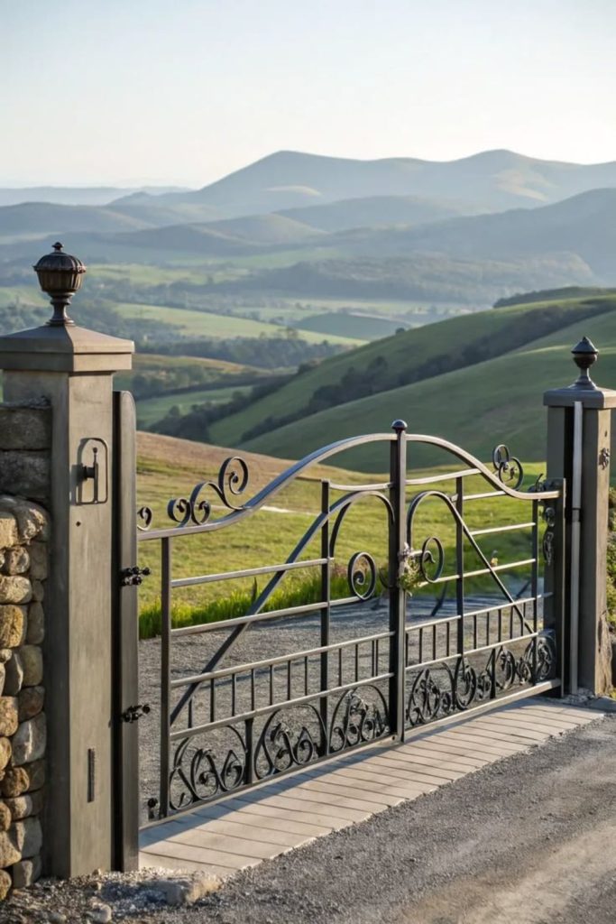 Ornamental crest heritage farm entrance gate