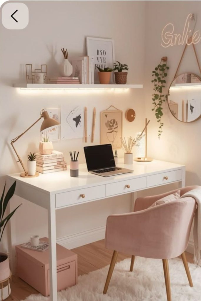 Parisian chic elegant dorm desk.