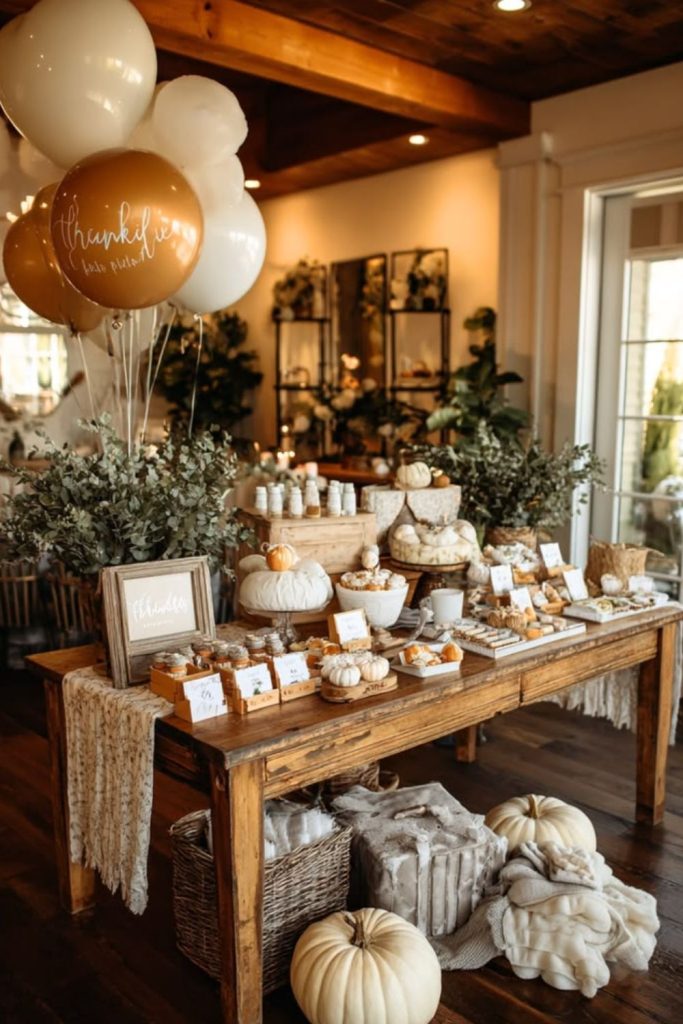 Baby shower soft neutral calm autumn style