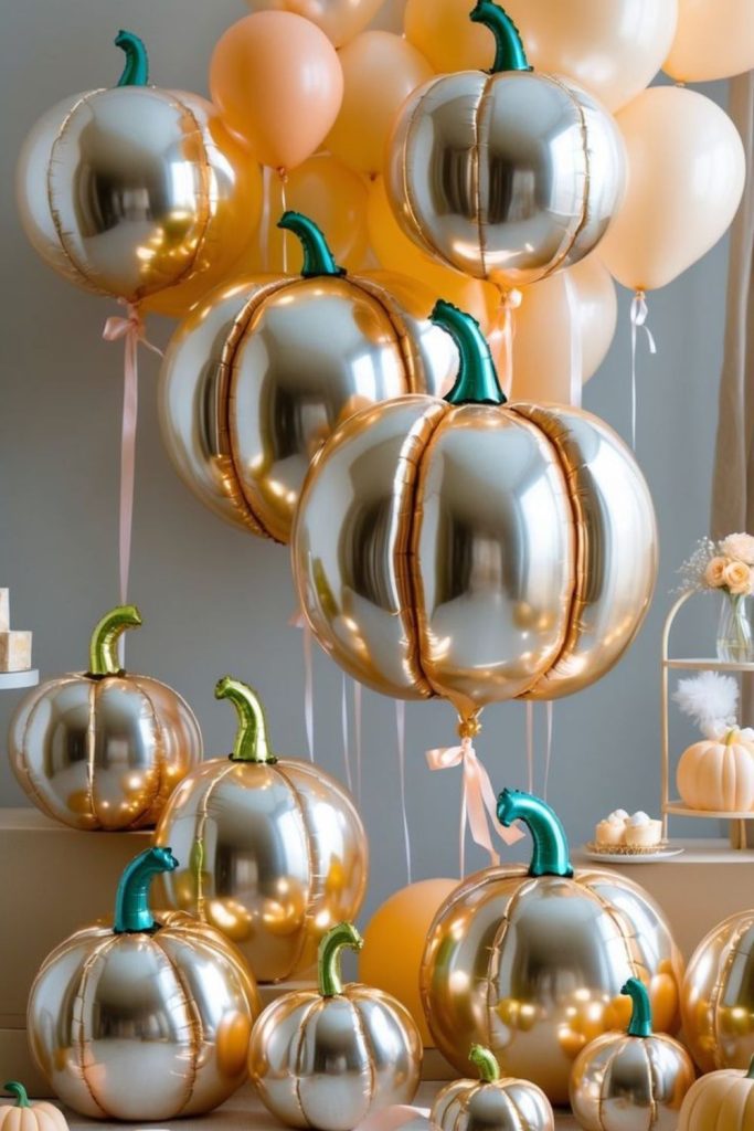 Balloon meadow pumpkin outdoor celebration scene