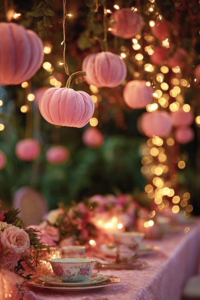 Starry pumpkin floating ceiling decor scene