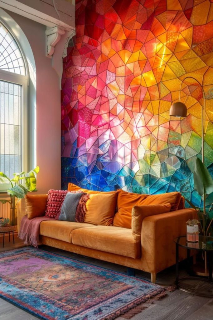 Rainbow prism panel reflecting colorful light.
