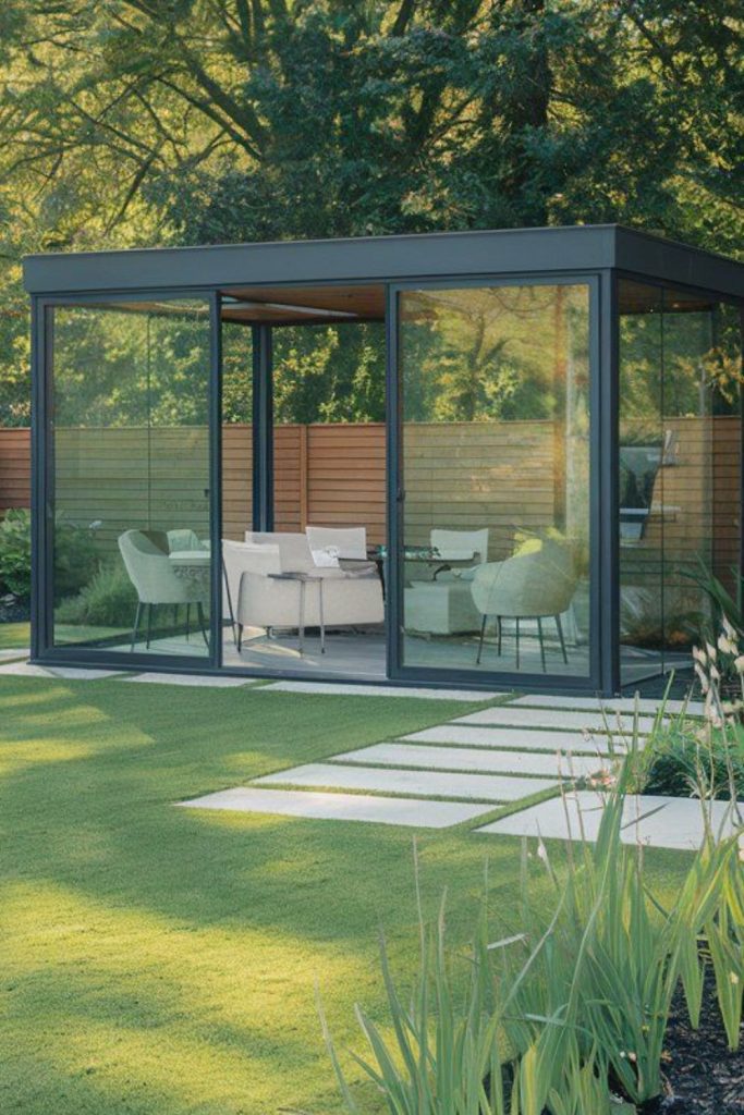 Glass roof garden patio rain shelter space
