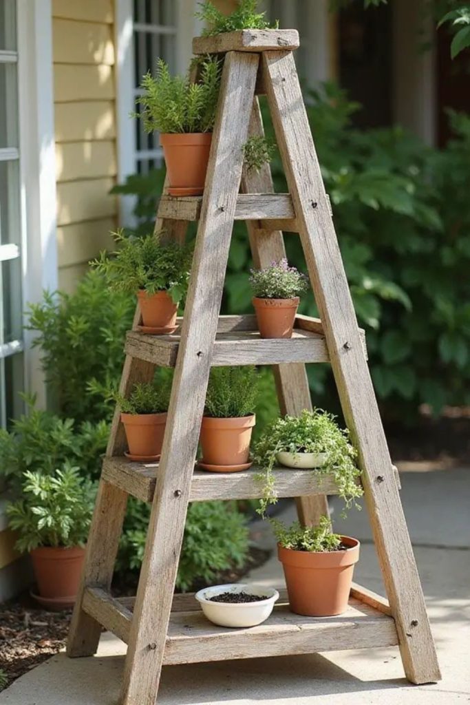 Reclaimed wood pyramid style plant stand