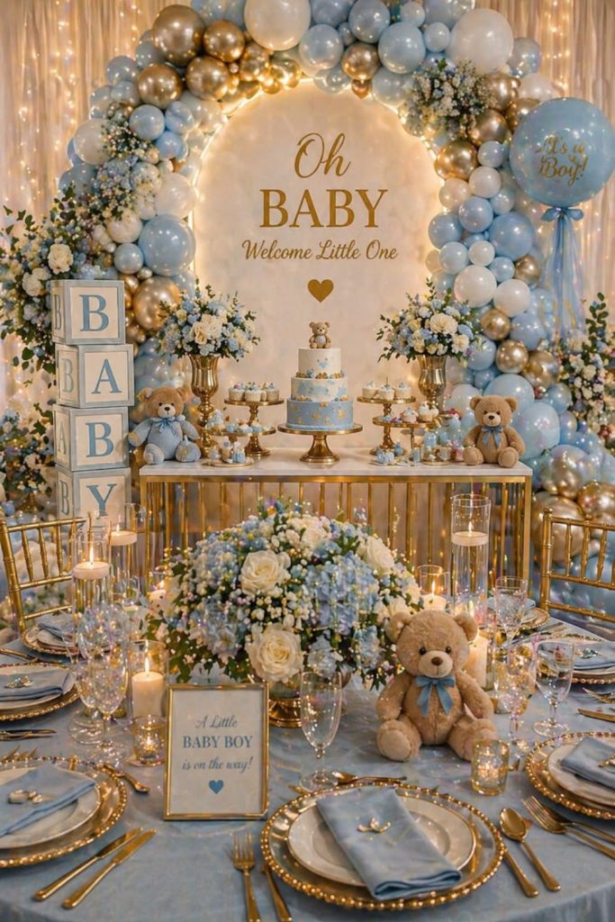 Royal crown baby shower luxury decorations.
