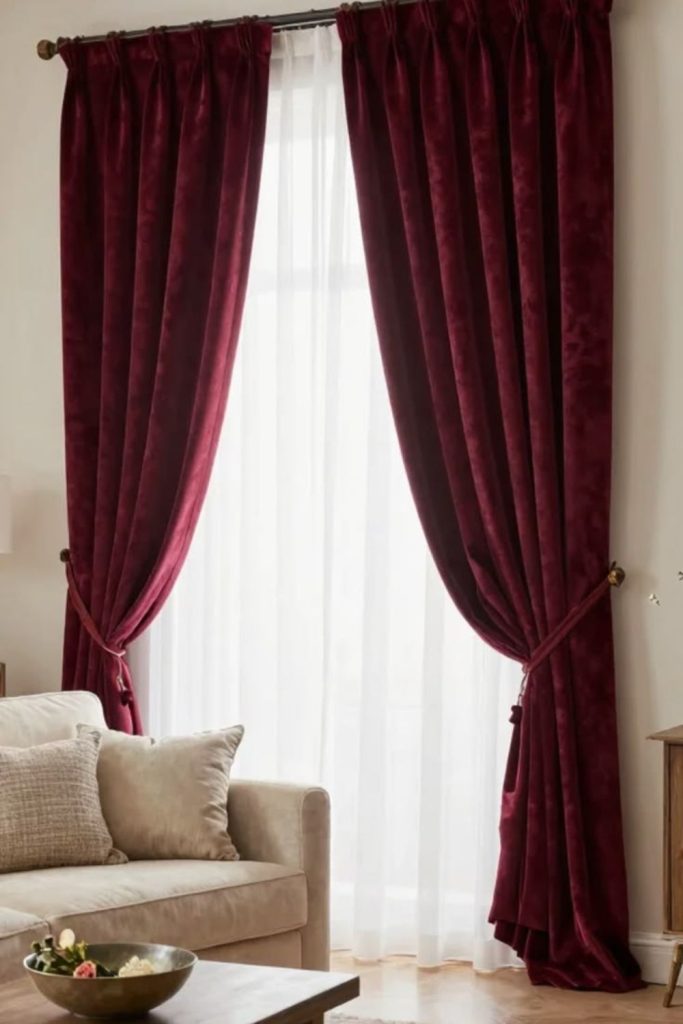 Ruby velvet curtains bold dramatic luxury
