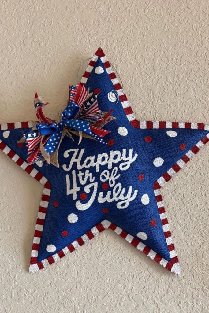 Rustic barn star patriotic welcome sign.