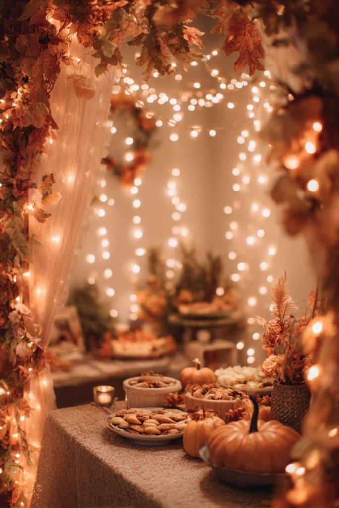 Candlelit orchard rustic warm atmosphere