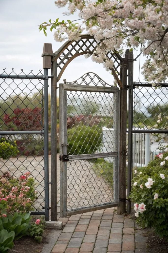 Rustic chain link farm boundary gate