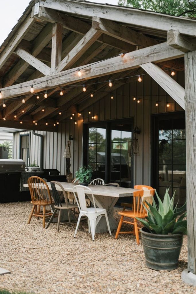 Rustic barn farmstead outdoor patio shelter