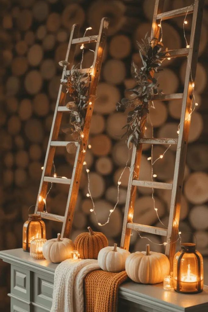 Photo ladder pumpkin memory display board