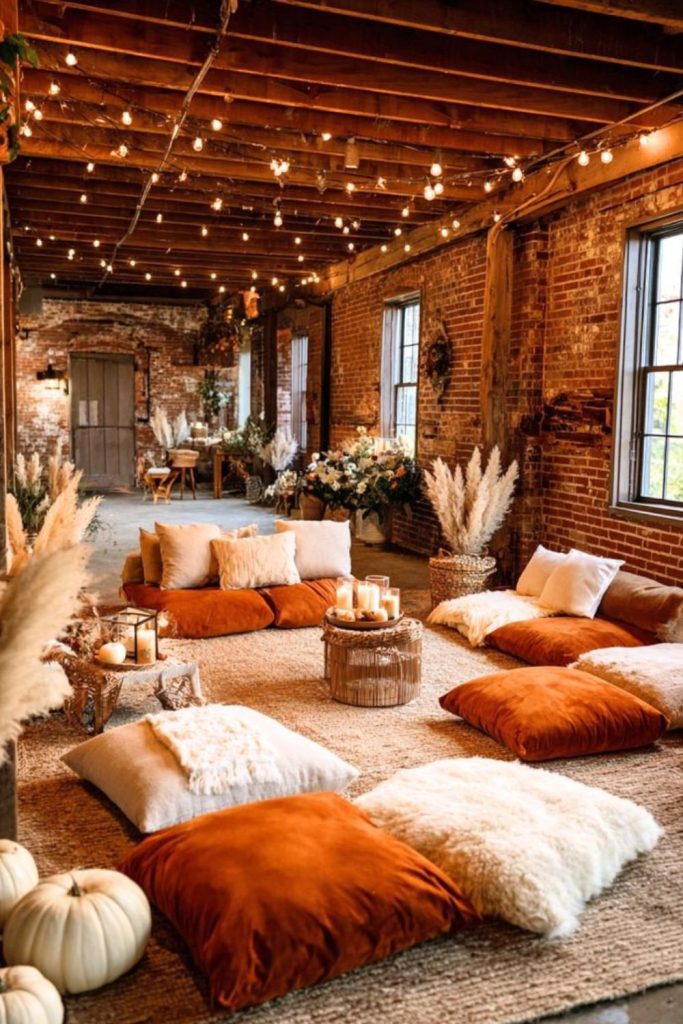 Cozy hay pumpkin nest seating pods