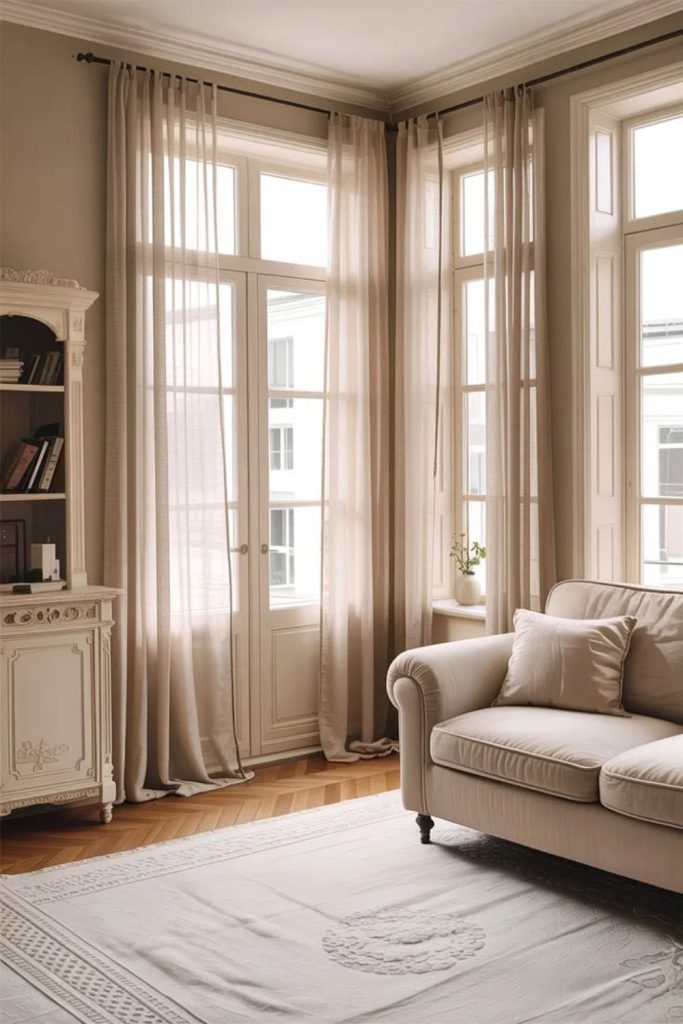 Beige curtains neutral earthy minimalist tone