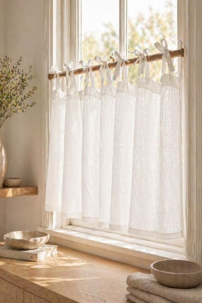 Scandinavian white kitchen curtains minimalist clean