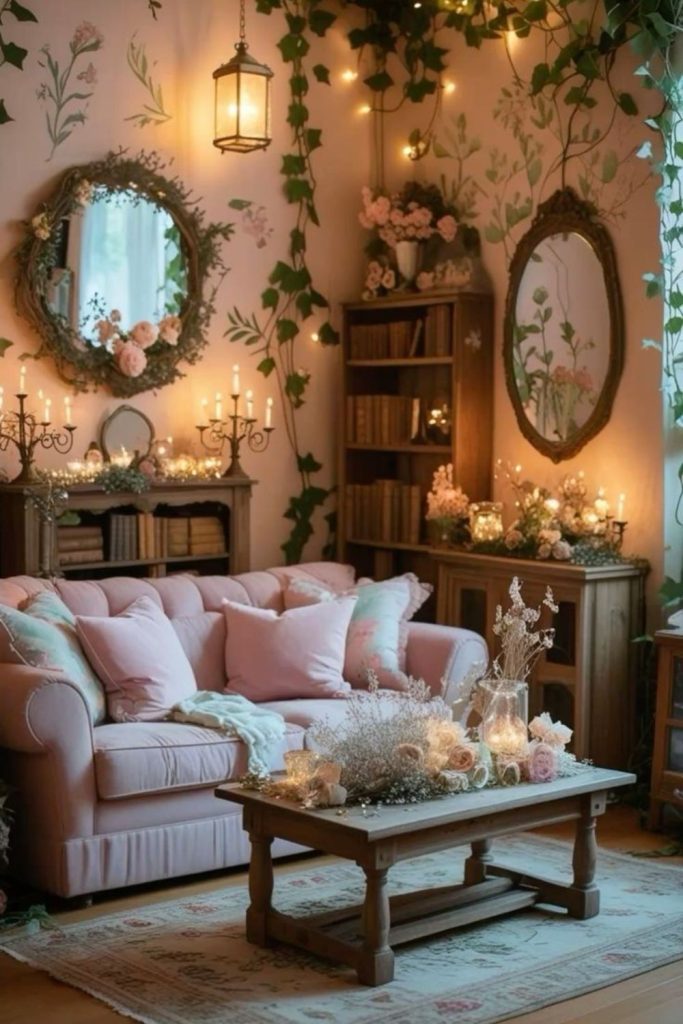 Secret garden apartment with floral décor.