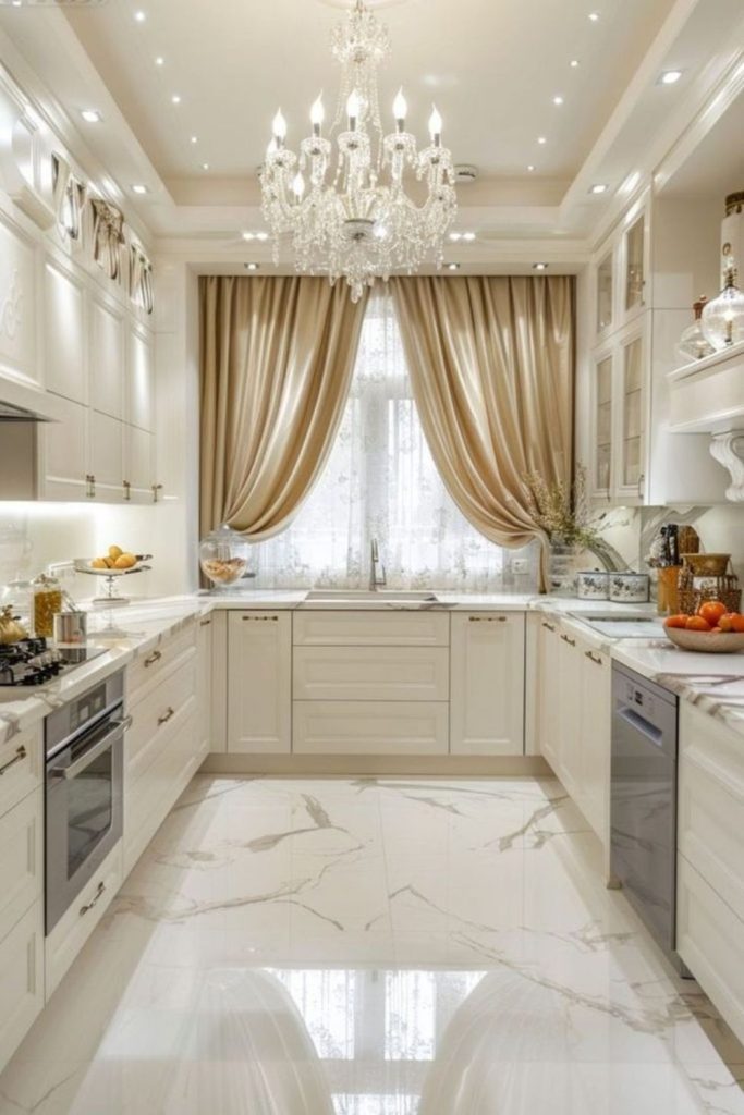 Silk luxury kitchen curtains smooth elegant finish