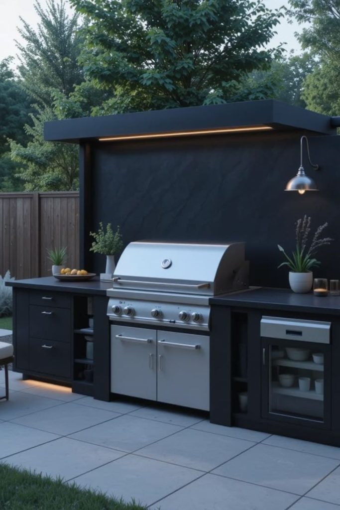 Black marble luxury barbecue lounge setup