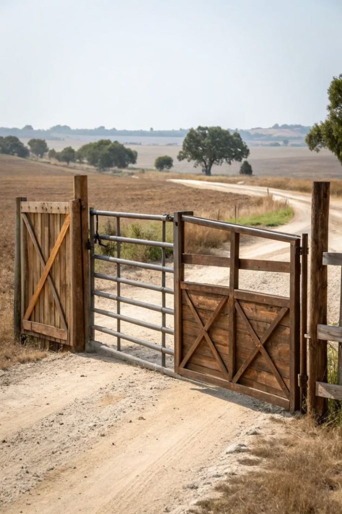 Split rail traditional wooden farm gate