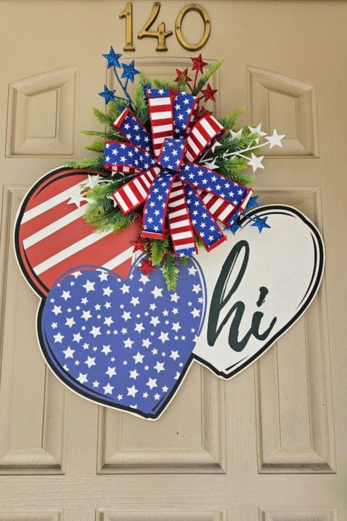 Heart shaped stars and stripes decor.