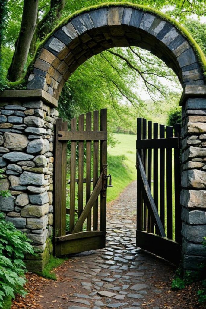 Stone arch grand rural entrance gate