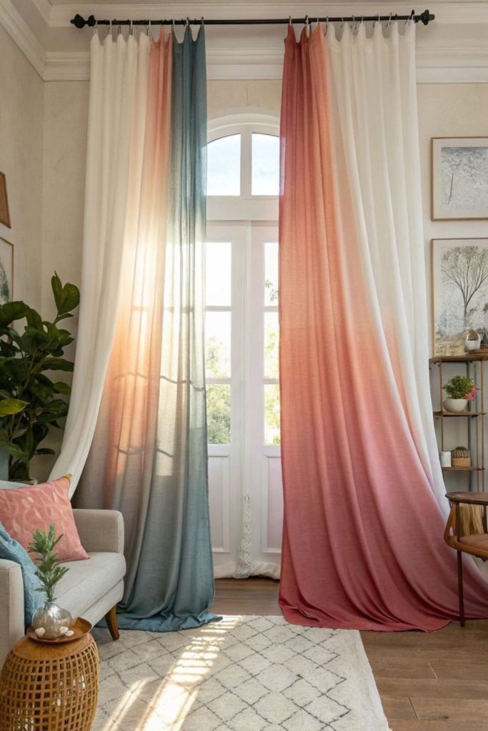Ombre curtains warm sun gradient style