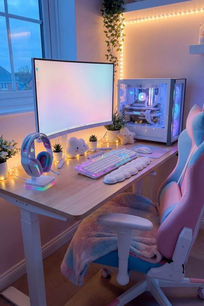 Modern smart tech dorm desk.
