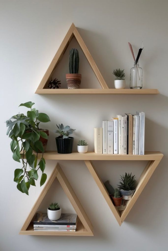 Triangle cluster decorative wall shelves.