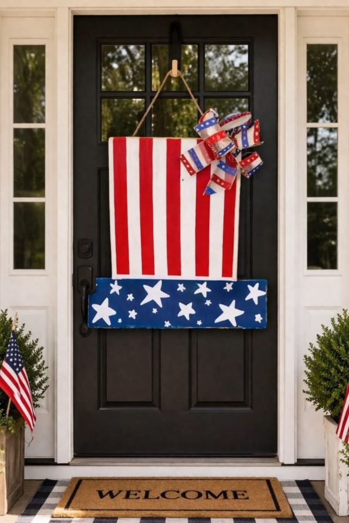 Uncle Sam themed festive door hanger.