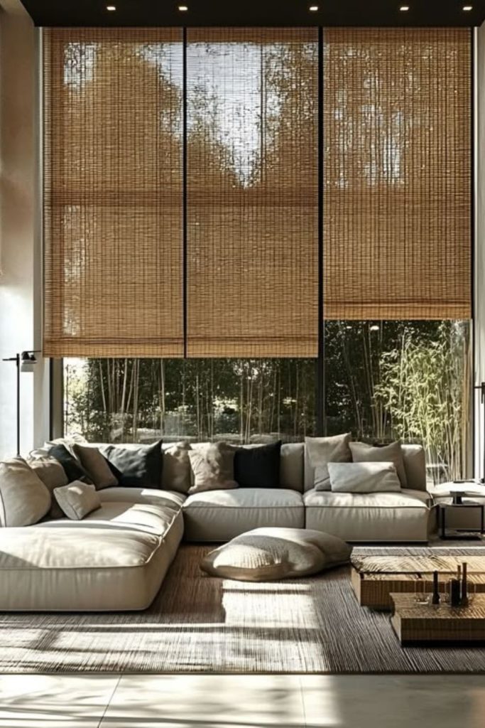 Natural bamboo fold curtains minimalist style