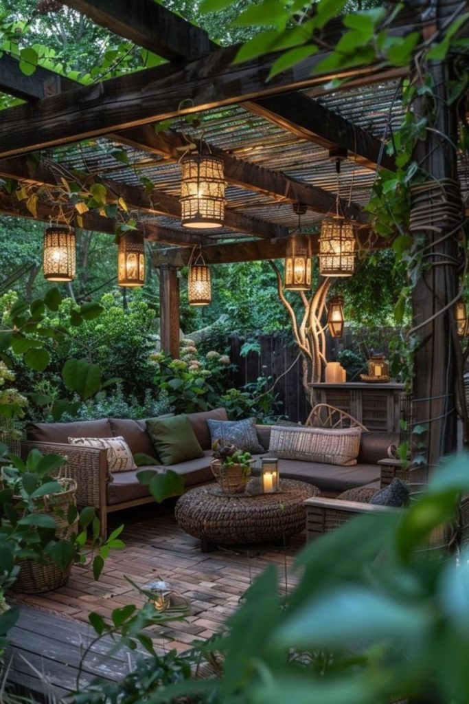 Verdant canopy patio with lush leafy shade